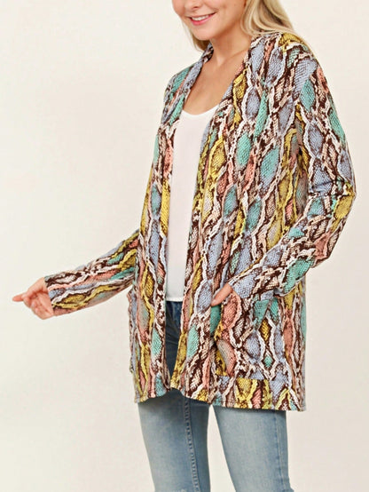 Boho Retro Peach Khaki Beige Floral Button  Puff Drop Shoulder Light Weight Terry Cardigan Small To 3 XL PLUS