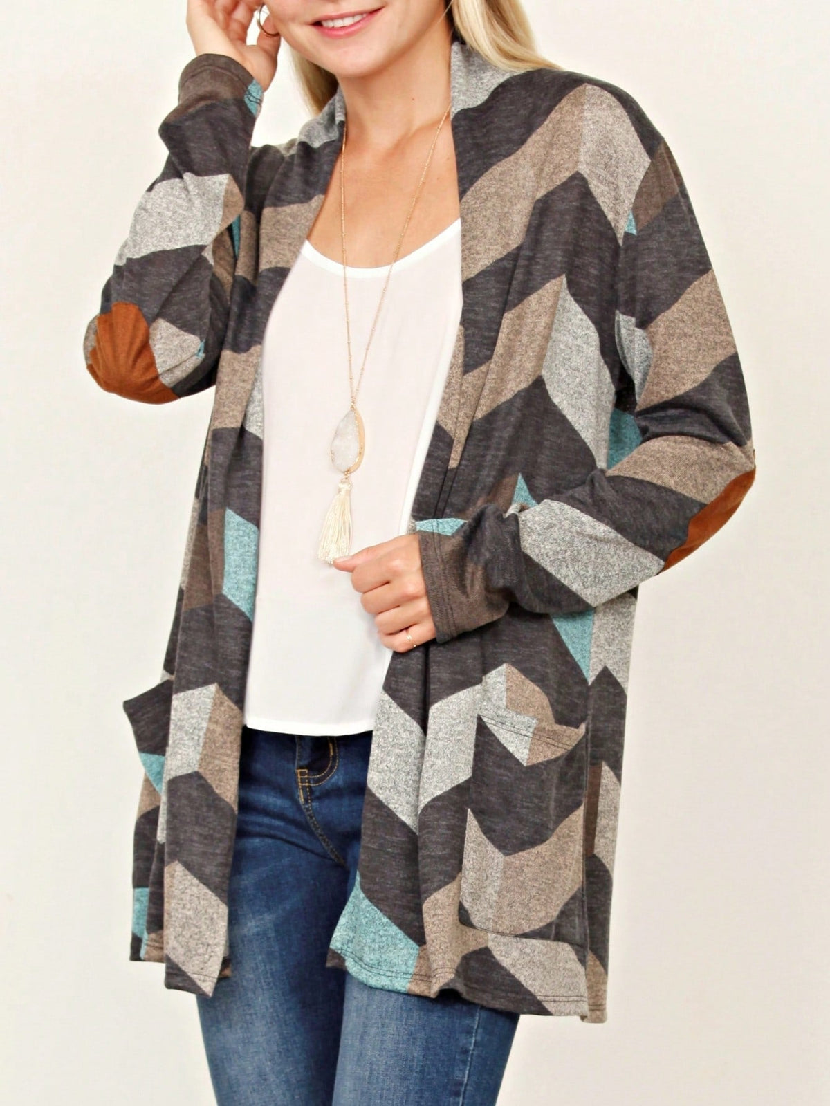 Boho Retro Peach Khaki Beige Floral Button  Puff Drop Shoulder Light Weight Terry Cardigan Small To 3 XL PLUS