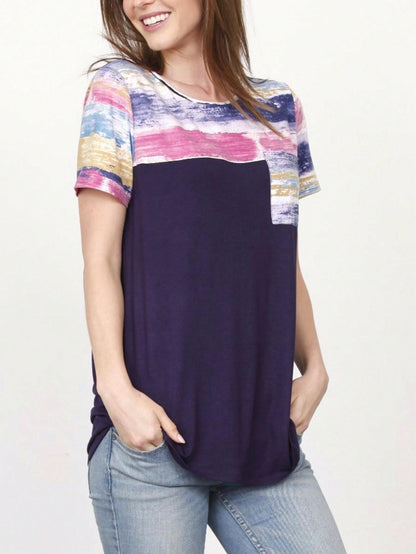 Boho Retro Black Mint Color Block Oriental Geo Pocket 60's Rayon Soft Top Shirt Blouse | Small-3 XL