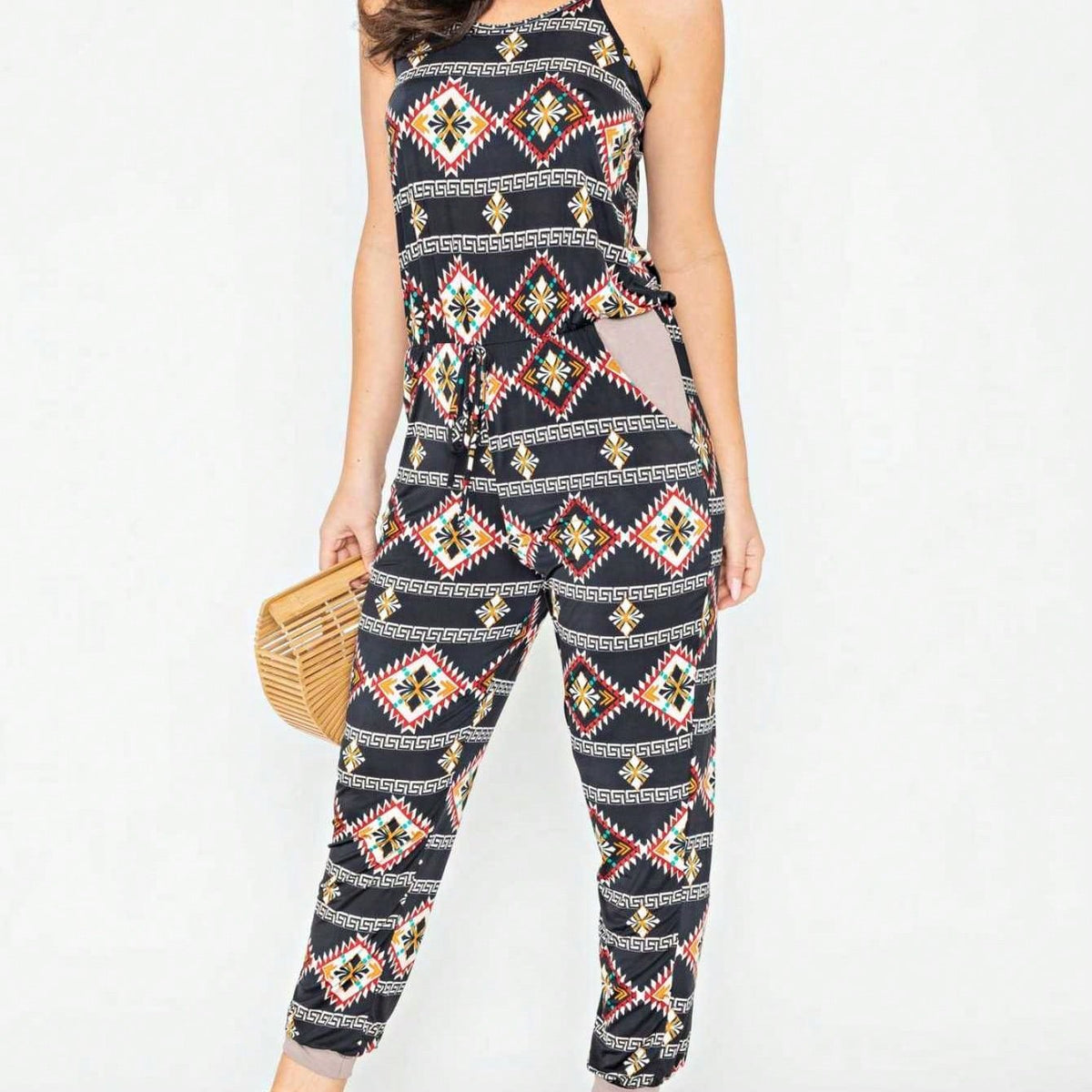 Boho Casual Teal Navy Blue Stripe Tank Cami Spaghetti Strap Wide Leg Jumpsuit Small To 3 XL PLUS