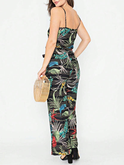 Boho Casual Teal Navy Blue Stripe Tank Cami Spaghetti Strap Wide Leg Jumpsuit Small To 3 XL PLUS