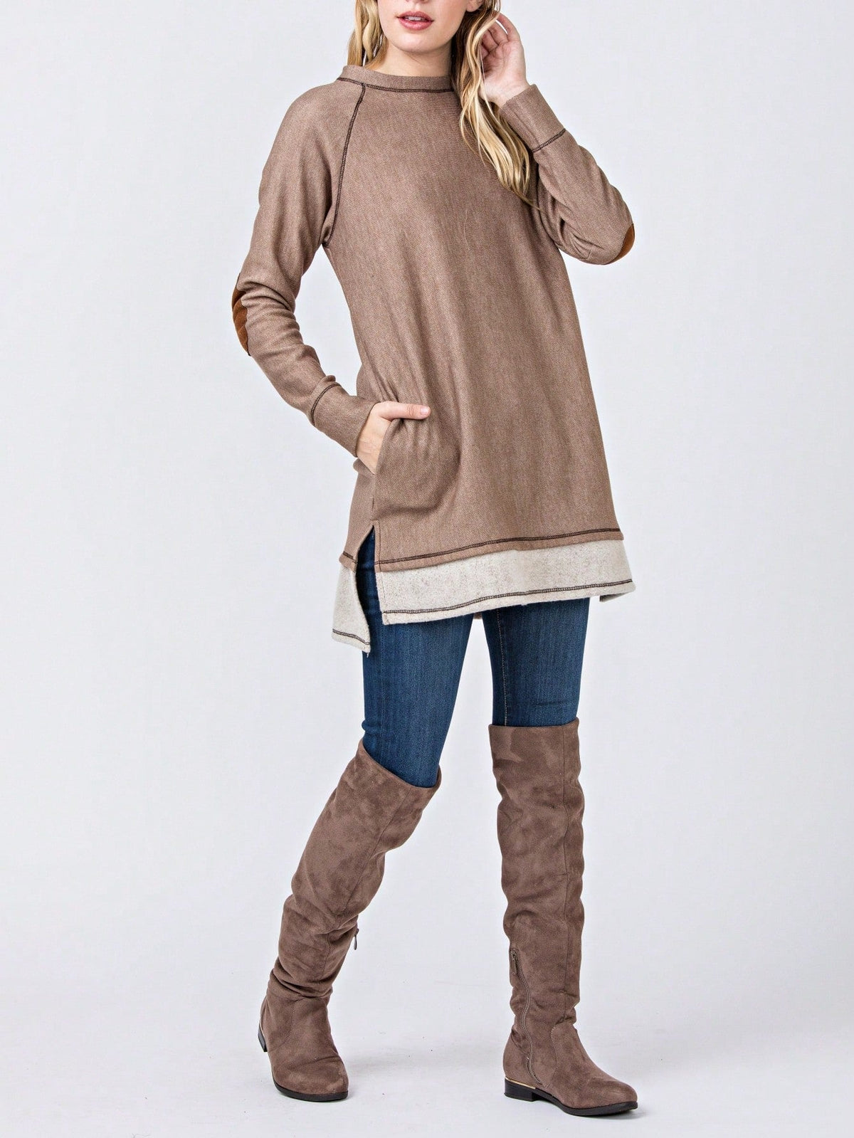 Boho Retro 90's Vintage  Bandana Paisley Olive Burgundy Cute Side Cut Knit Top Blouse Cool Tunic