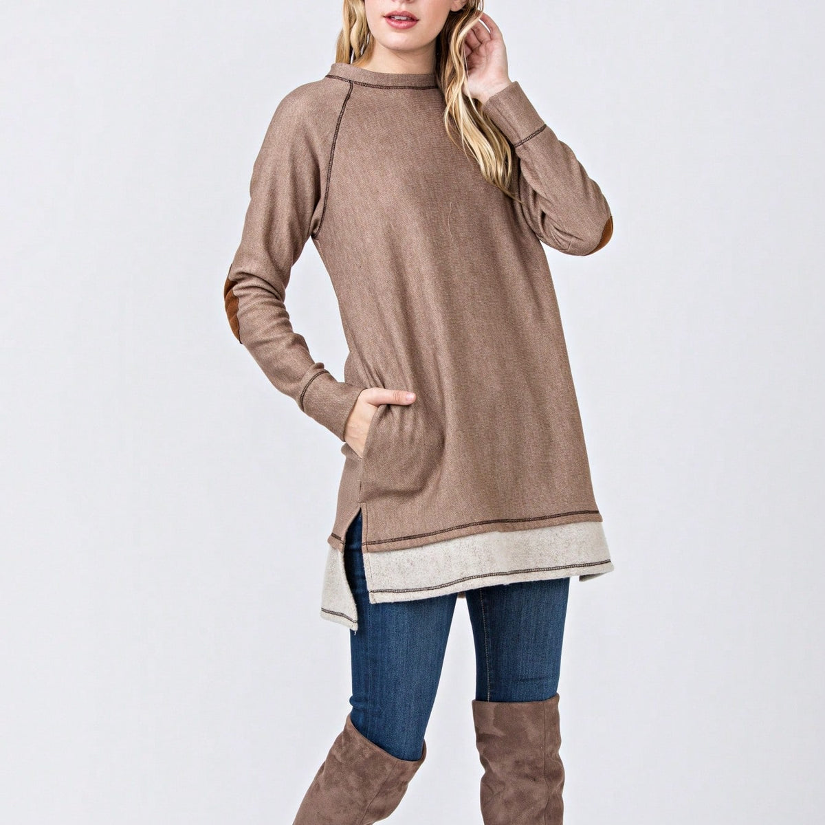 Boho Retro 90's Vintage  Bandana Paisley Olive Burgundy Cute Side Cut Knit Top Blouse Cool Tunic