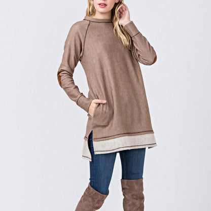 Boho Retro 90's Vintage  Bandana Paisley Olive Burgundy Cute Side Cut Knit Top Blouse Cool Tunic