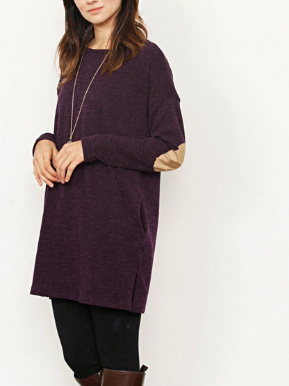Boho Retro 90's Vintage  Bandana Paisley Olive Burgundy Cute Side Cut Knit Top Blouse Cool Tunic