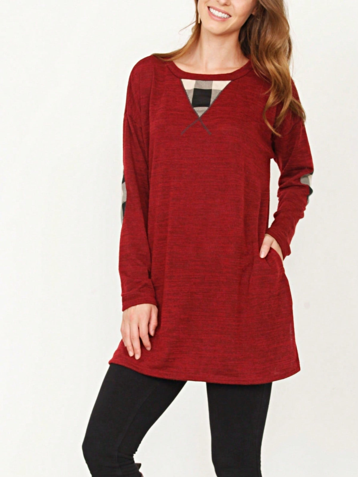 Boho Retro 90's Vintage  Bandana Paisley Olive Burgundy Cute Side Cut Knit Top Blouse Cool Tunic