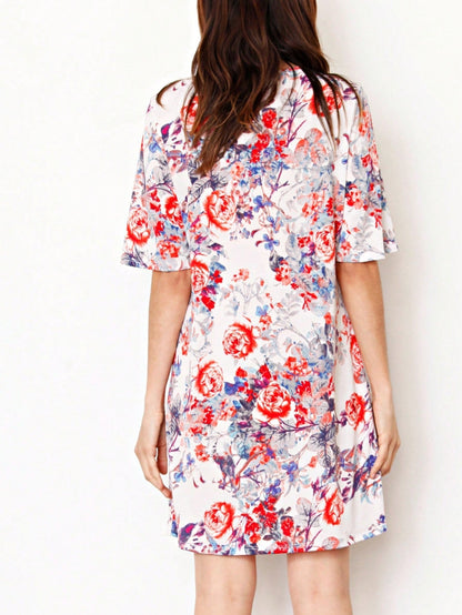 Boho Retro Vintage 60's Vibe Black Floral Tiered PomPom Trimmed Mini Dress