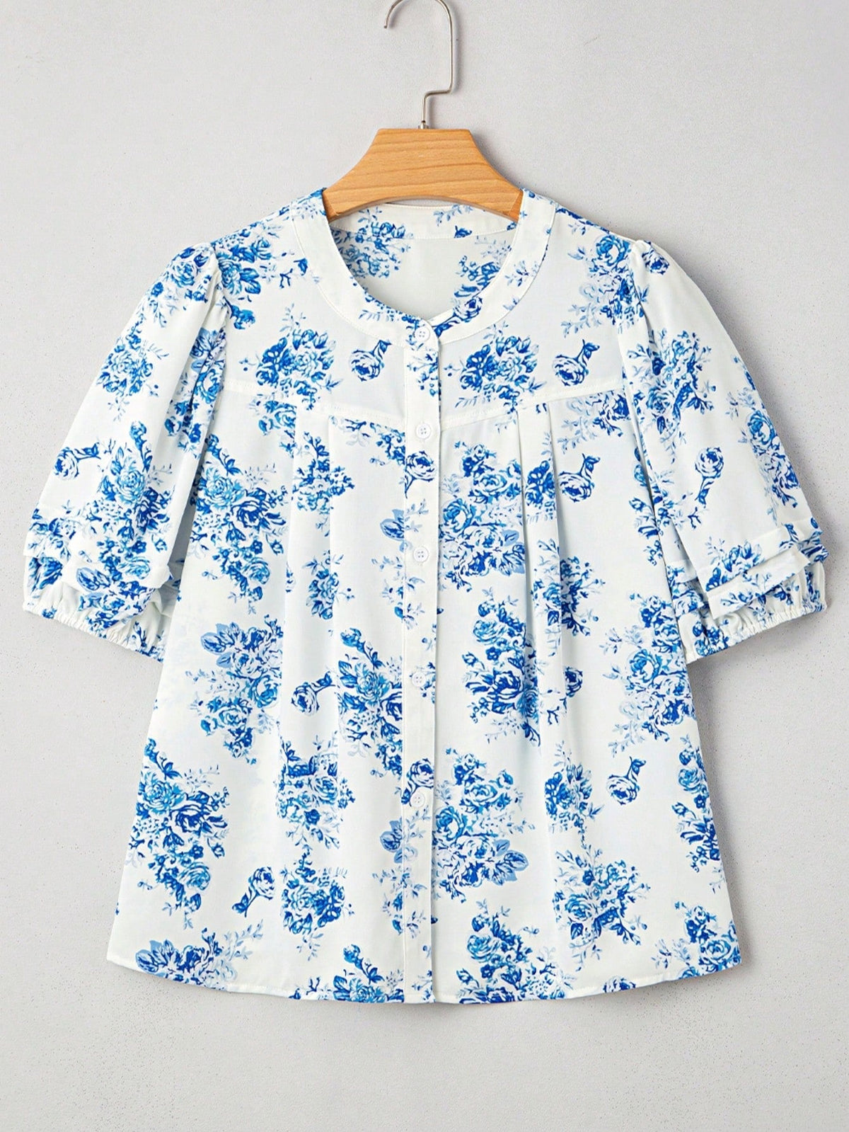 Boho Retro Vintage 60's Vibe Rose Red Floral Pleated Blue Stripe Dolman Bat Wing Ivory Whited Top Shirt Blouse