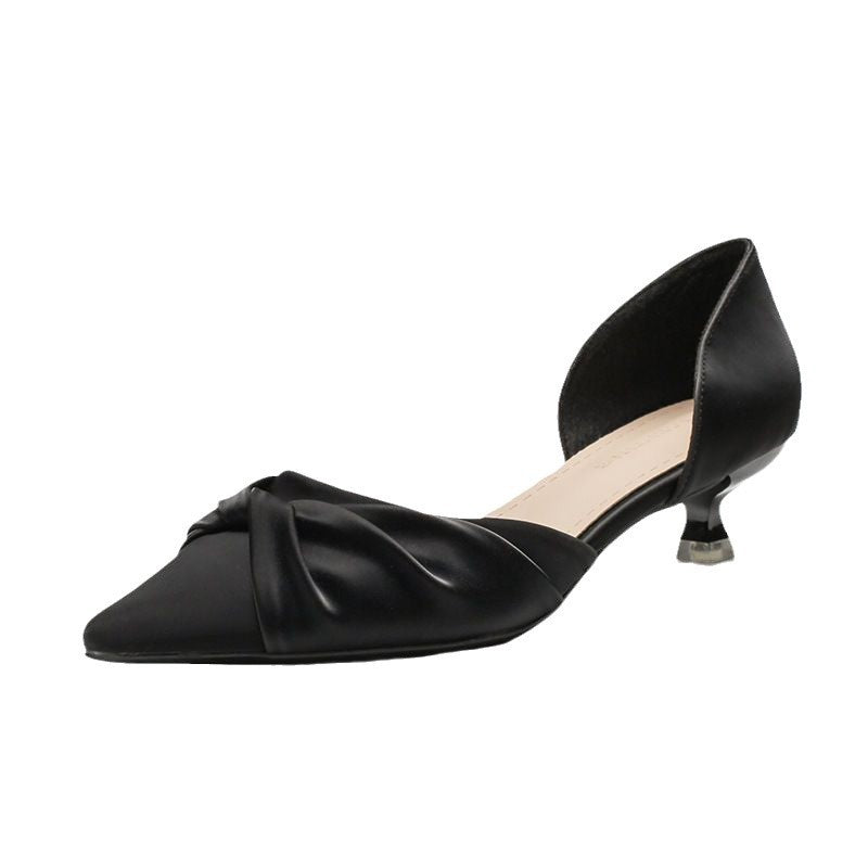 Women’s Low-Heeled Hollow-Out Bow Pumps | High-Sense Versatile Kitten Heels | Trendy Minimalist Professional Pointed-Toe Shoes | Luxury-Label Statuesque Office Footwear | 2026 High-Fashion Radiant Comfort Heels