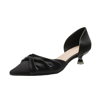 Women’s Low-Heeled Hollow-Out Bow Pumps | High-Sense Versatile Kitten Heels | Trendy Minimalist Professional Pointed-Toe Shoes | Luxury-Label Statuesque Office Footwear | 2026 High-Fashion Radiant Comfort Heels