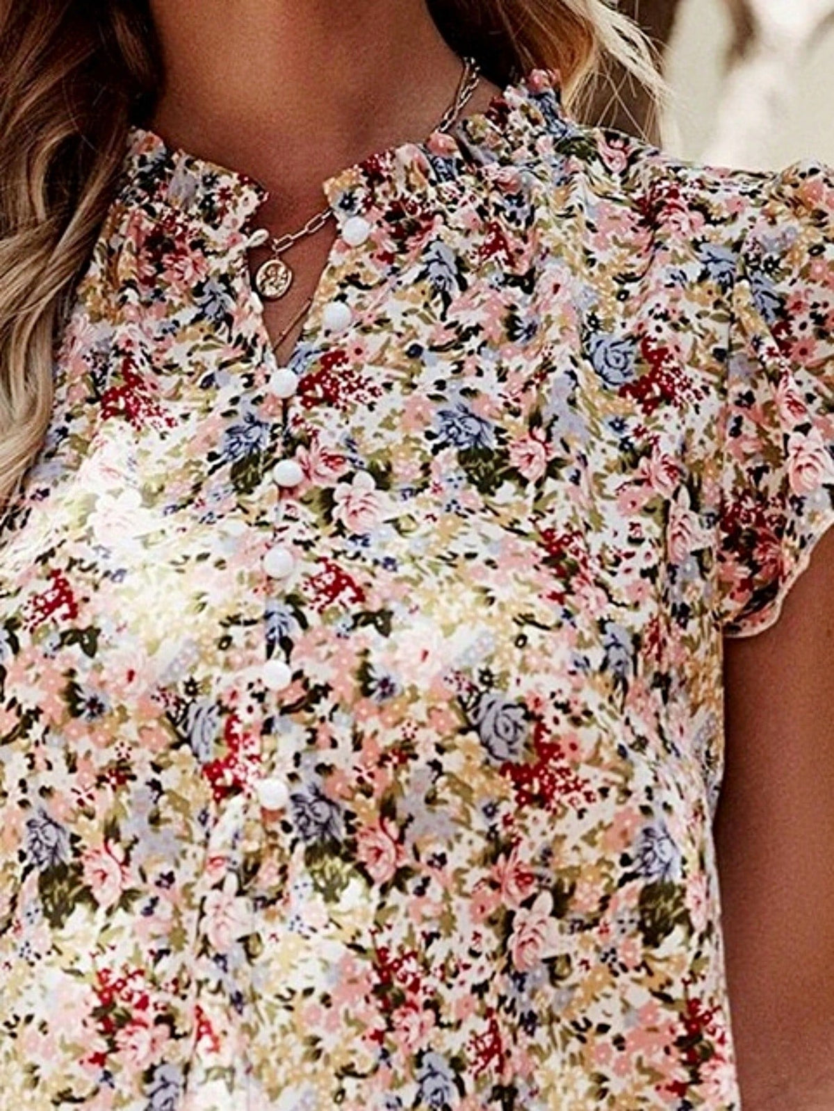 Boho Retro Vintage 60's Vibe Rose Red Floral Pleated Blue Stripe Dolman Bat Wing Ivory Whited Top Shirt Blouse