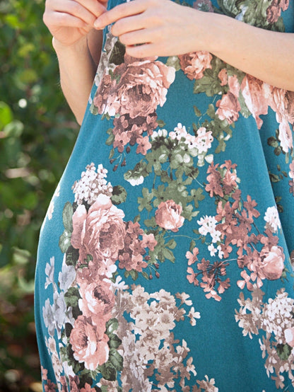 Boho Retro Kelly Green One Shoulder Rayon Ruffle Bottom Flounce Summer Cool Sleeve Midi Tiered Dress