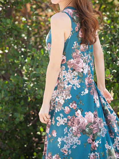 Boho Retro Kelly Green One Shoulder Rayon Ruffle Bottom Flounce Summer Cool Sleeve Midi Tiered Dress