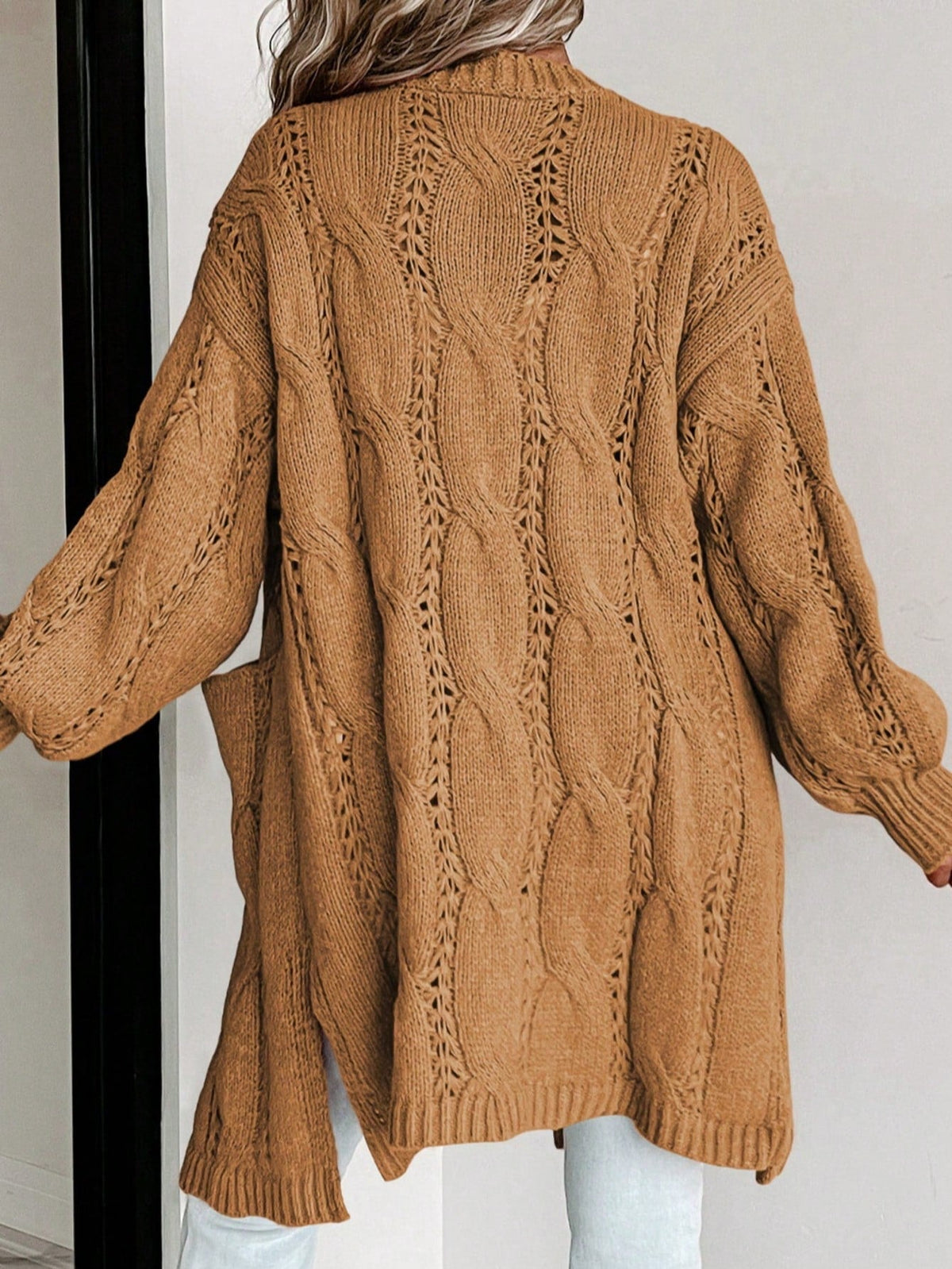 Boho Retro Crochet Knit Hollow Light Weight Dolman Batwing Sleeve Oversized Boyfriend Cardigan