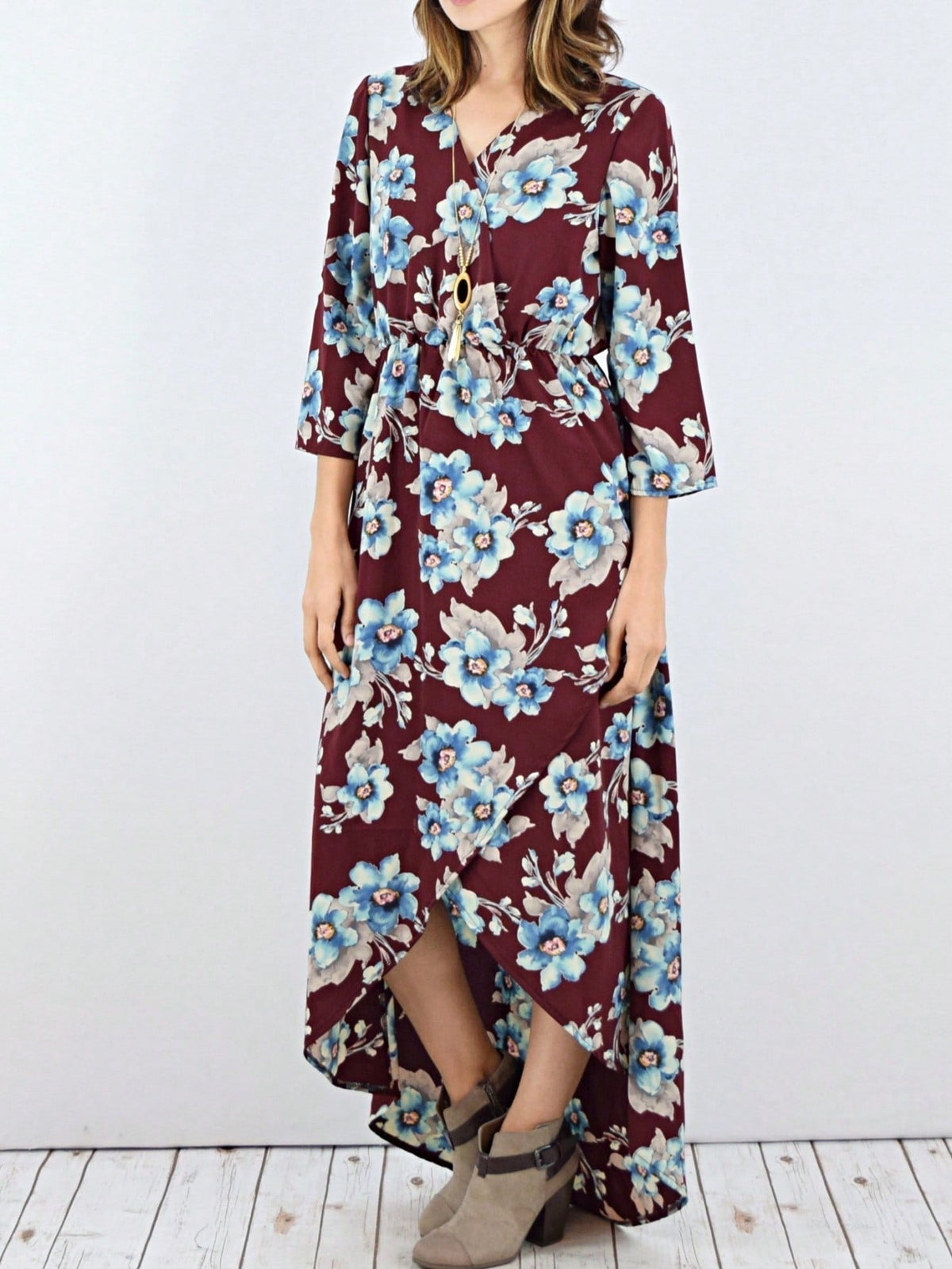 Boho Retro Polka Dot Rayon Mix Casual  Maxi Dress With Folded Cap Sleeve Side Pockets Versatile Summer Dress For Women