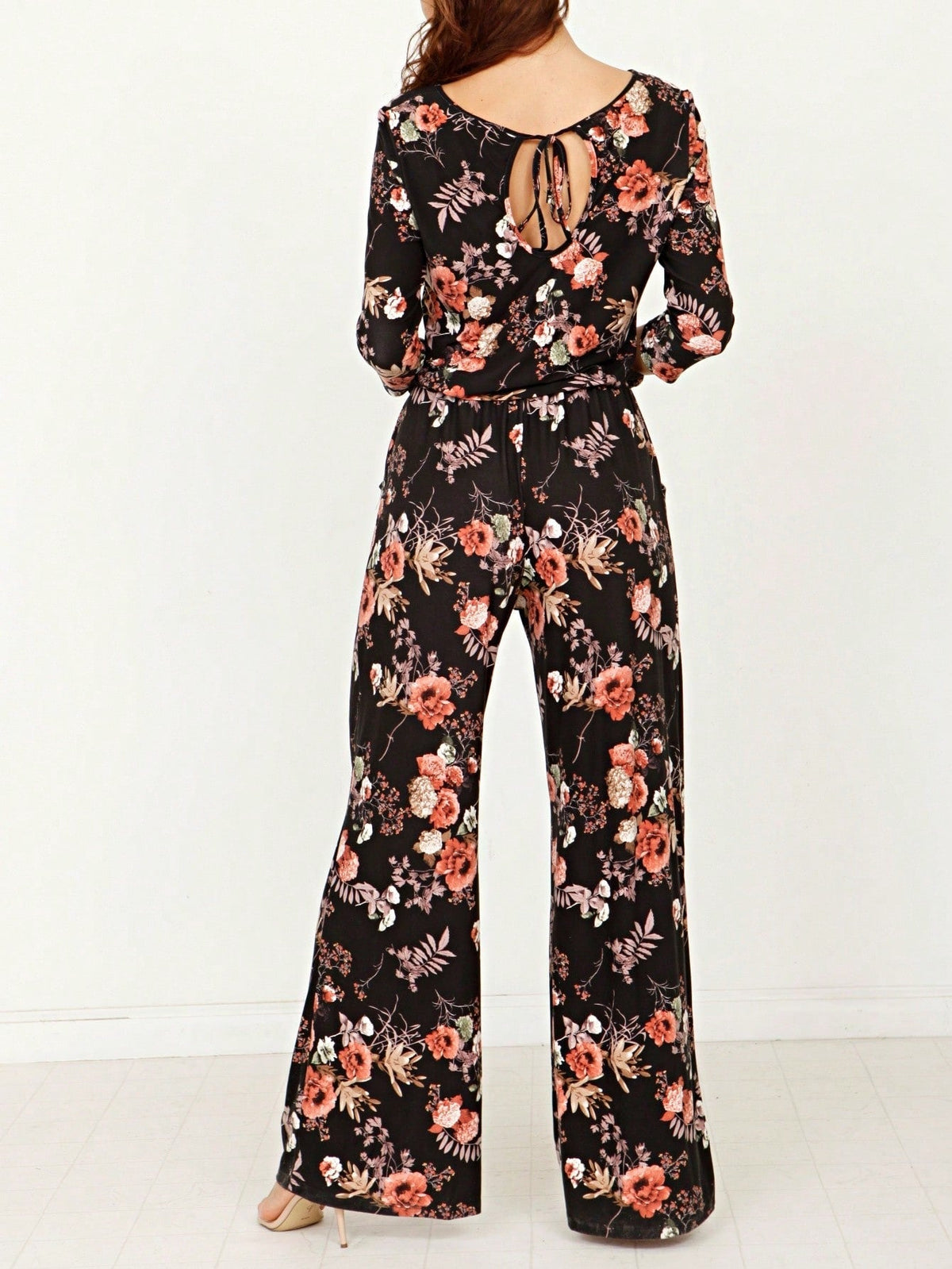 Boho Casual Beige Blue Floral Leaf Tank Cami One Shoulder Ruffle Wide Leg Jumpsuit Small To 3 XL PLUS
