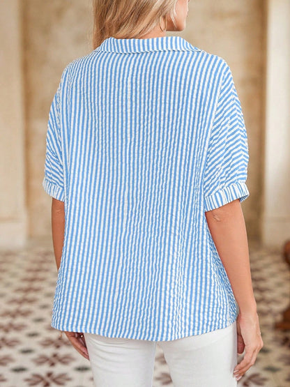 Boho Retro Vintage 90's Stripe Cotton Drop Shoulder Over Size V Neck Rugby  Preppy Shirt  Top Pullover Sweater