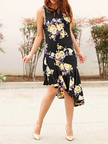 Boho Retro Kelly Green One Shoulder Rayon Ruffle Bottom Flounce Summer Cool Sleeve Midi Tiered Dress