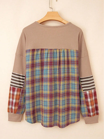 Boho Retro Vintage 90's Stripe Cotton Drop Shoulder Over Size V Neck Rugby  Preppy Shirt  Top Pullover Sweater