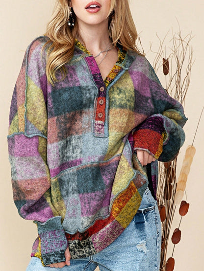 Boho Retro Vintage 60's  Drop Shoulder Wide Kimono Camouflage Marble Acid Sleeve Stripe Eyelet Overs Sized  Sweater Knit Hood Pullover Hodie