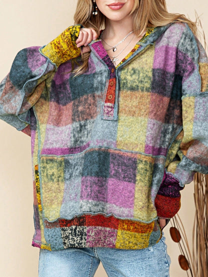 Boho Retro Vintage 60's  Drop Shoulder Wide Kimono Camouflage Marble Acid Sleeve Stripe Eyelet Overs Sized  Sweater Knit Hood Pullover Hodie