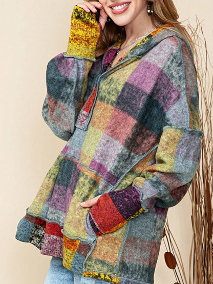 Boho Retro Vintage 60's  Drop Shoulder Wide Kimono Camouflage Marble Acid Sleeve Stripe Eyelet Overs Sized  Sweater Knit Hood Pullover Hodie