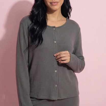 Anna-Kaci Women's 2-Piece Set Soft Knit Lounge Pants and Button-Up Cardigan with Tank Top