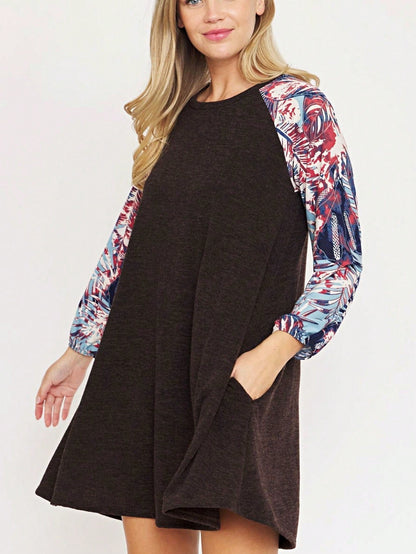 Boho Retro Classic Cap Sleeve Raglan Contrast  Stripe Green Red Navy Pink Grey Tunic Dress