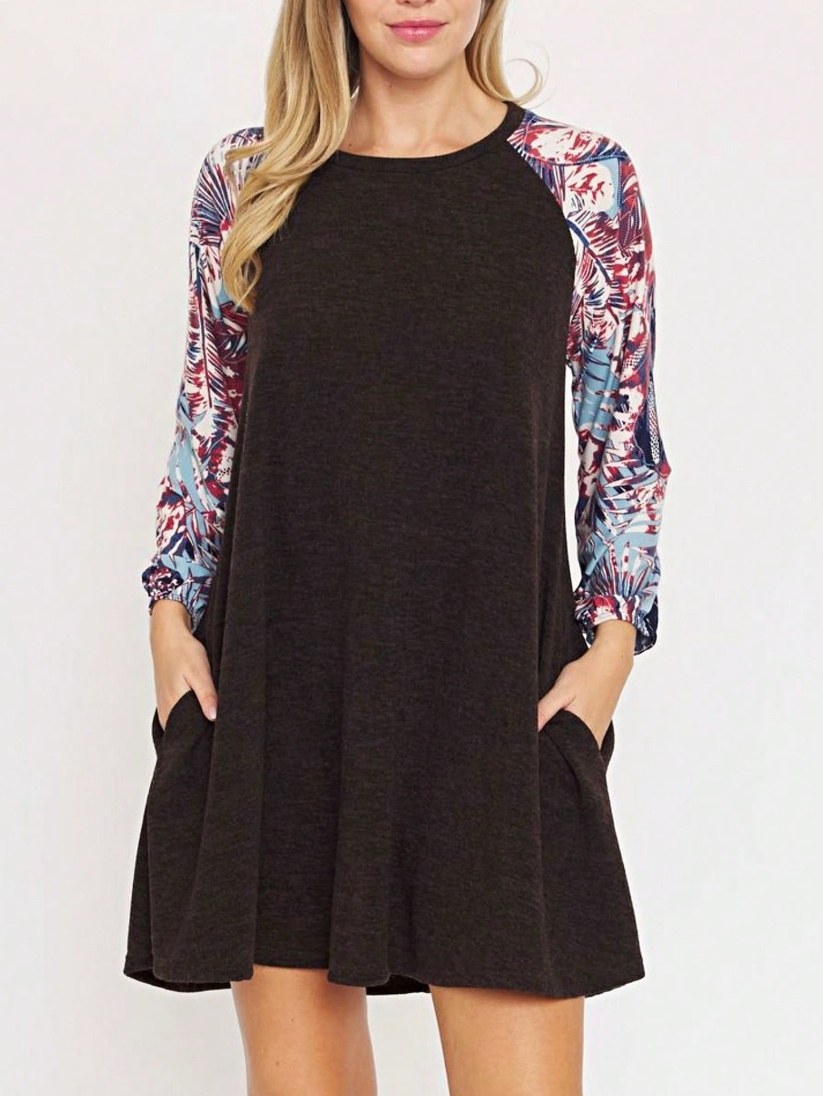 Boho Retro Classic Cap Sleeve Raglan Contrast  Stripe Green Red Navy Pink Grey Tunic Dress