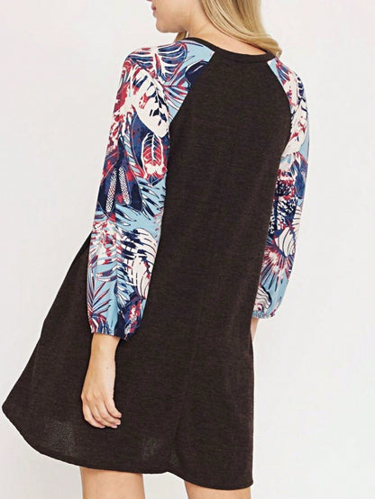 Boho Retro Classic Cap Sleeve Raglan Contrast  Stripe Green Red Navy Pink Grey Tunic Dress