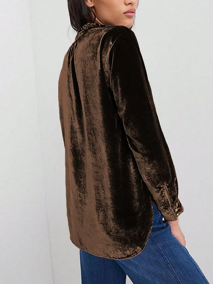 Boho Retro Vintage 60's Velvet Velour Red Grey Charcoal Drop Sleeve Balloon Puff Loose Party Shirt Blouse