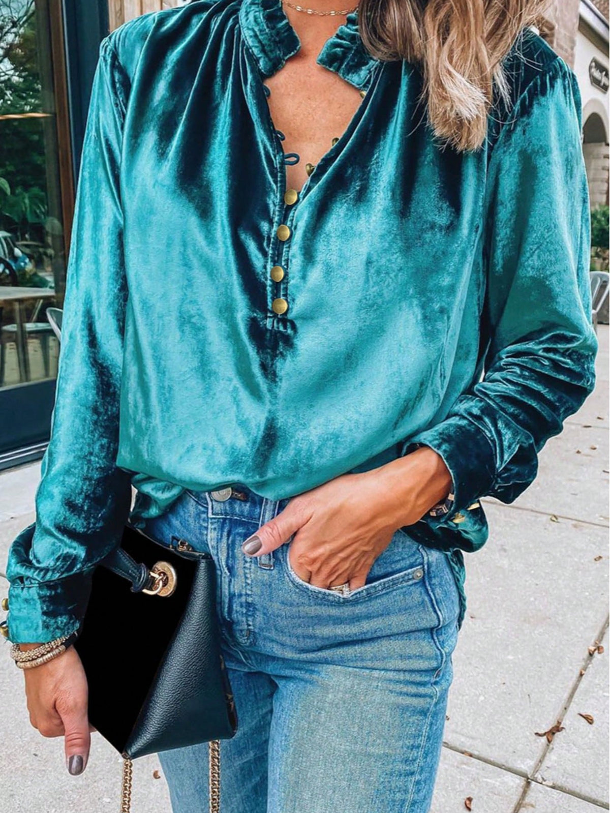 Boho Retro Vintage 60's Velvet Velour Red Grey Charcoal Drop Sleeve Balloon Puff Loose Party Shirt Blouse