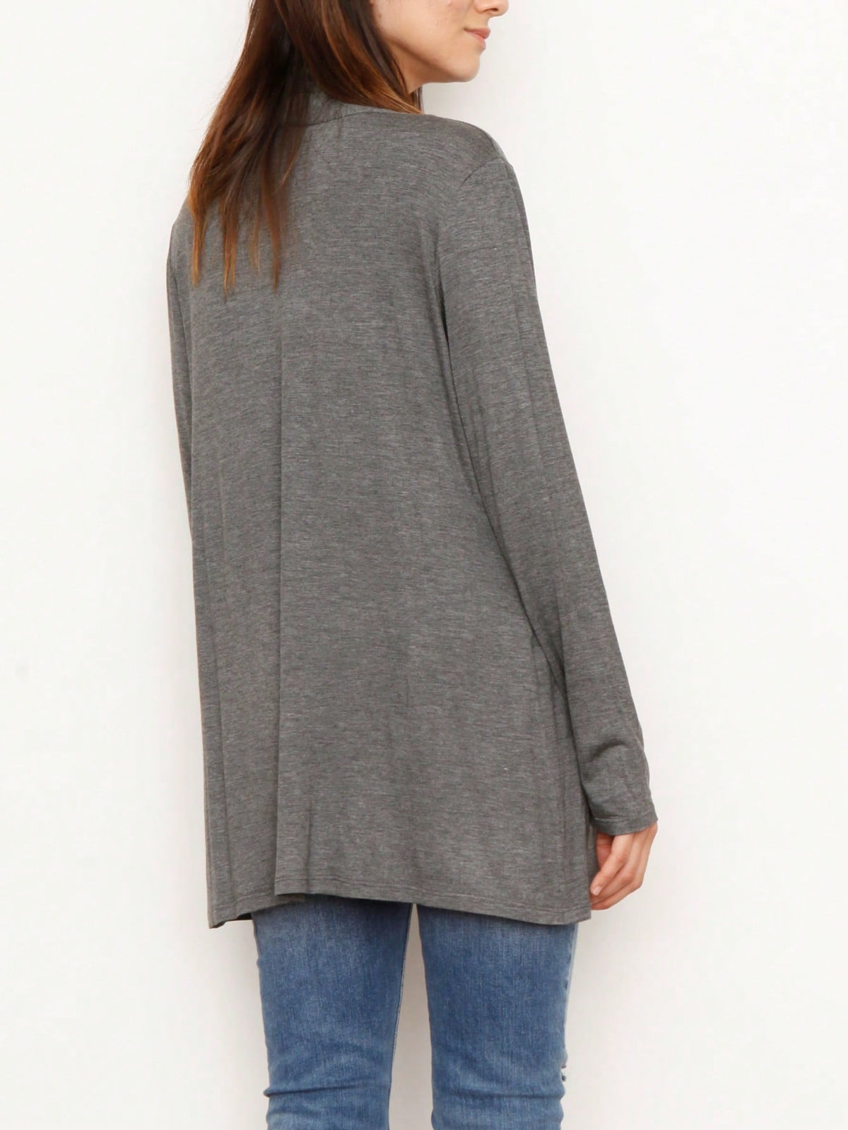 Boho Vintage Stripe Grey Violet Light Weight Three Quarter Sleeve  Knit Slouch Kimono Cardigan