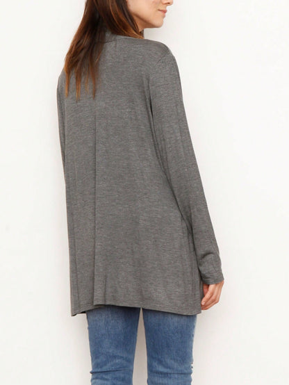 Boho Vintage Stripe Grey Violet Light Weight Three Quarter Sleeve  Knit Slouch Kimono Cardigan
