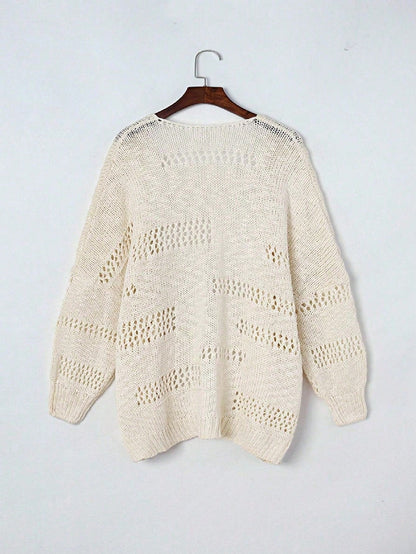 Boho Retro Crochet Knit Hollow Light Weight Dolman Batwing Sleeve Oversized Boyfriend Cardigan