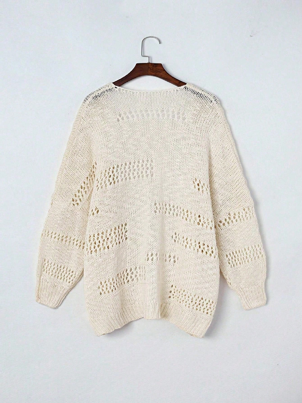 Boho Retro Crochet Knit Hollow Light Weight Dolman Batwing Sleeve Oversized Boyfriend Cardigan