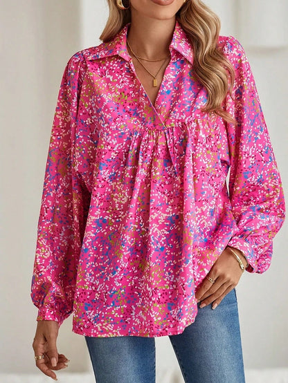 Boho Retro Vintage 60's Vibe Rose Red Floral Pleated Blue Stripe Dolman Bat Wing Ivory Whited Top Shirt Blouse
