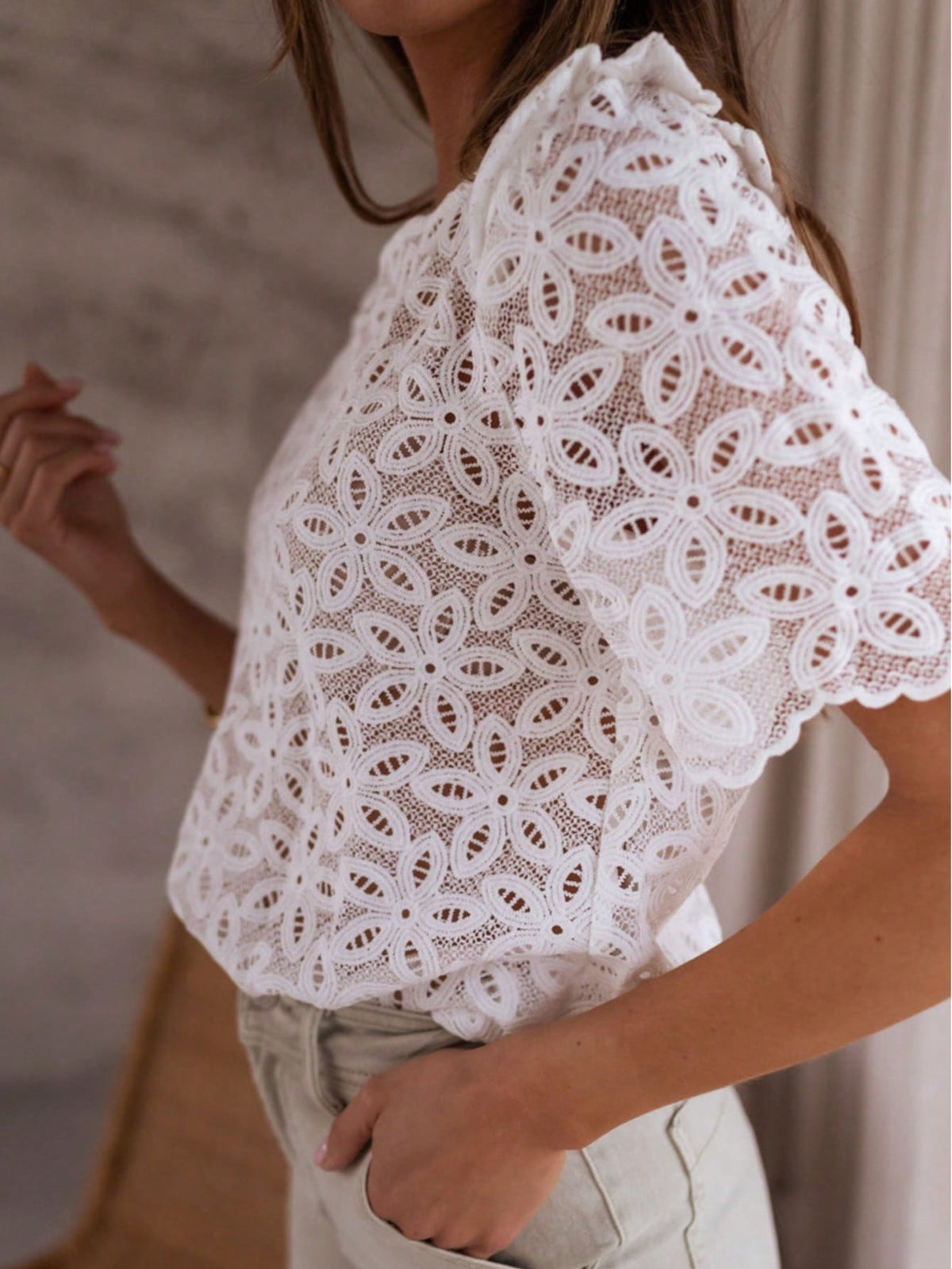 Boho Retro Vintage Cotton 90's Ivory Beige Crochet V Neck Long Sleeve Lace Loose Knit  Button Top Shirt Blouse Cardigan
