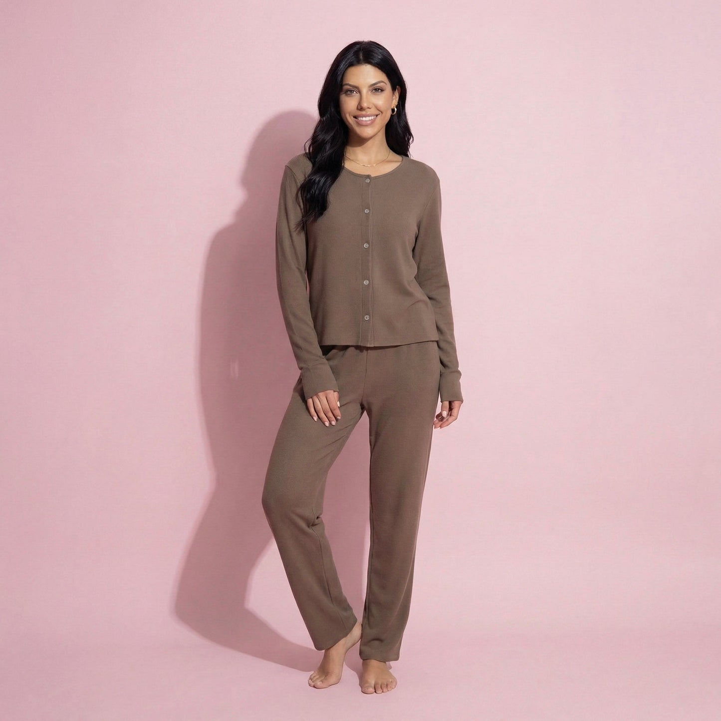 Anna-Kaci Women's 2-Piece Set Soft Knit Lounge Pants and Button-Up Cardigan with Tank Top