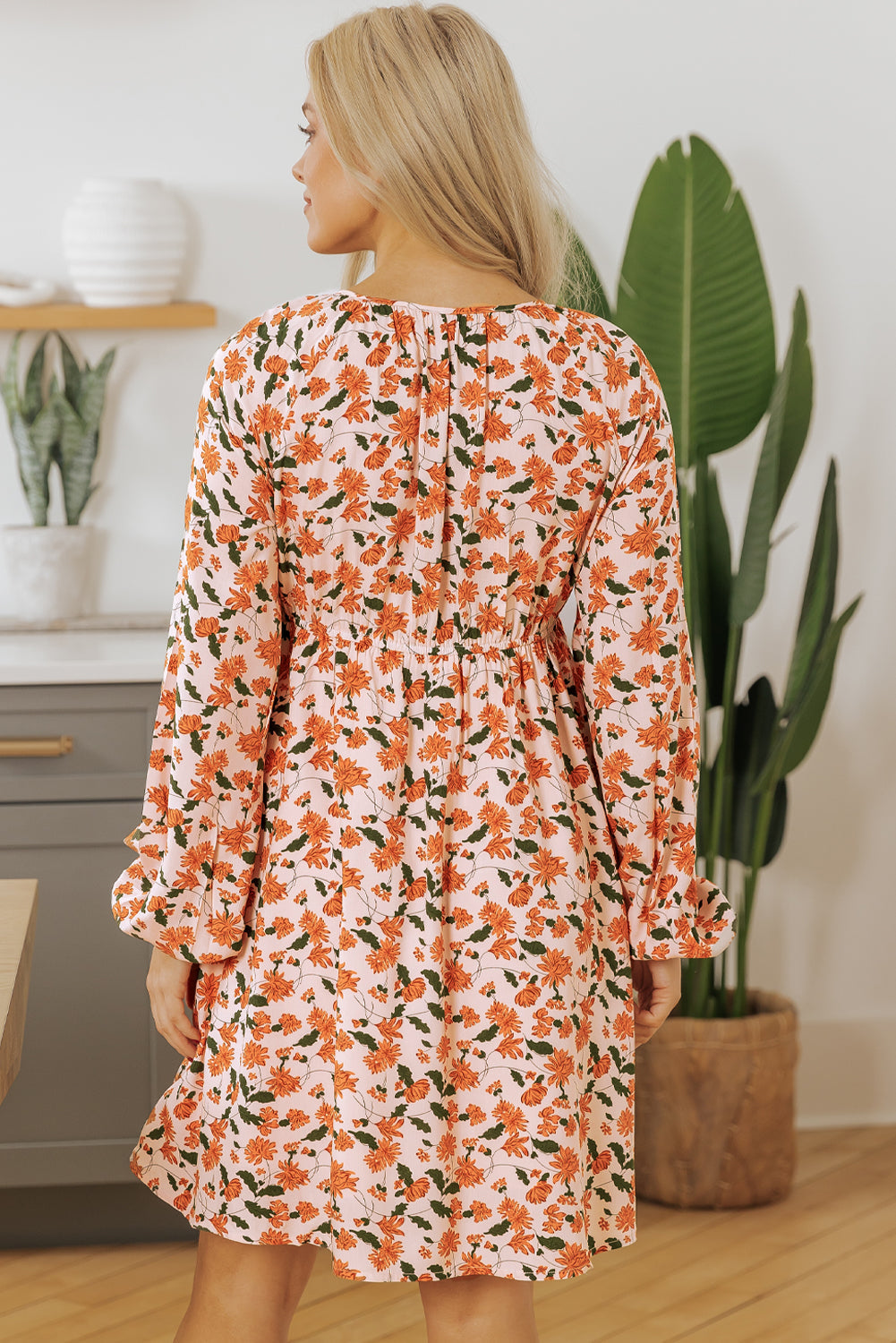 Threaded Pear Lola Floral Bubble Sleeve Babydoll Dress