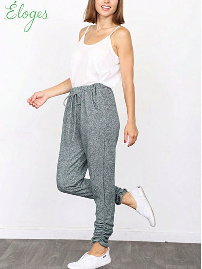 Boho Retro 90's Cloud Tie Dye Pink Blue Grey Shirred Cuff Leg Cropped Jogger Pants With Drawstring