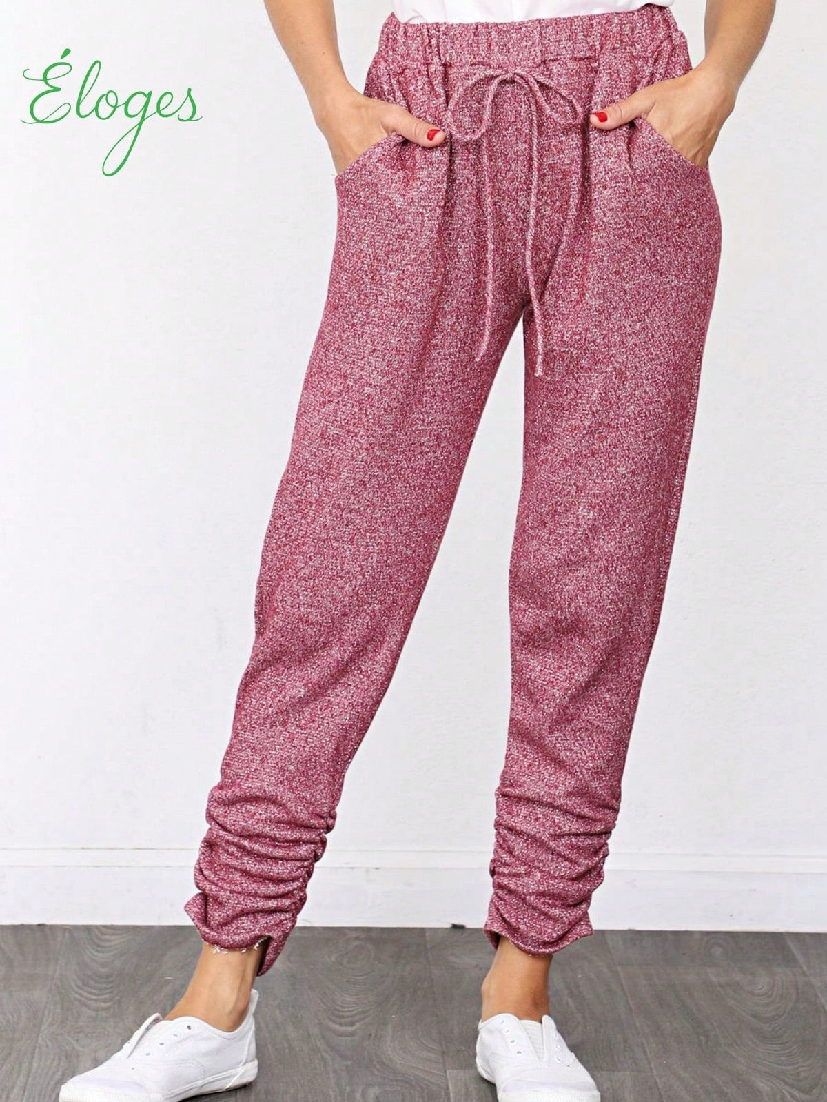 Boho Retro 90's Cloud Tie Dye Pink Blue Grey Shirred Cuff Leg Cropped Jogger Pants With Drawstring