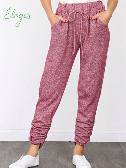 Boho Retro 90's Cloud Tie Dye Pink Blue Grey Shirred Cuff Leg Cropped Jogger Pants With Drawstring
