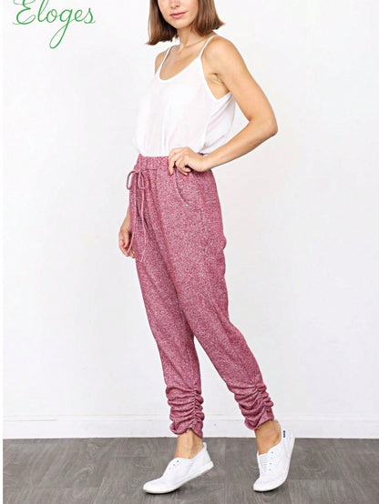 Boho Retro 90's Cloud Tie Dye Pink Blue Grey Shirred Cuff Leg Cropped Jogger Pants With Drawstring