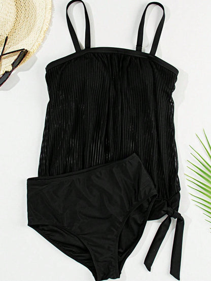 Elegant    Knitted Fabric    Beach    Summer  Tankini Swimsuit
