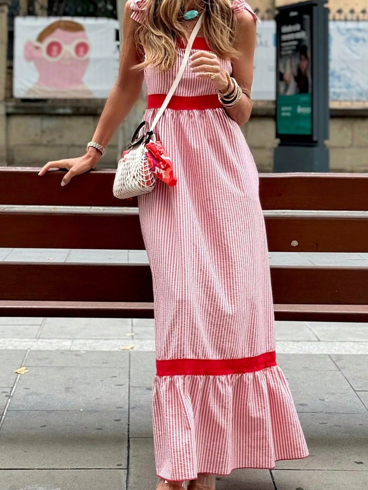 Boho Vacation Cotton Wavy White Elegant Tiered Maxi Long Shirt  Dress With Drawstring  Versatile Summer Dress For Women