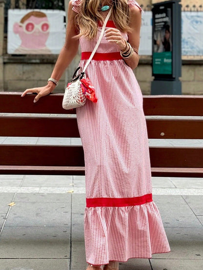 Boho Vacation Cotton Wavy White Elegant Tiered Maxi Long Shirt  Dress With Drawstring  Versatile Summer Dress For Women
