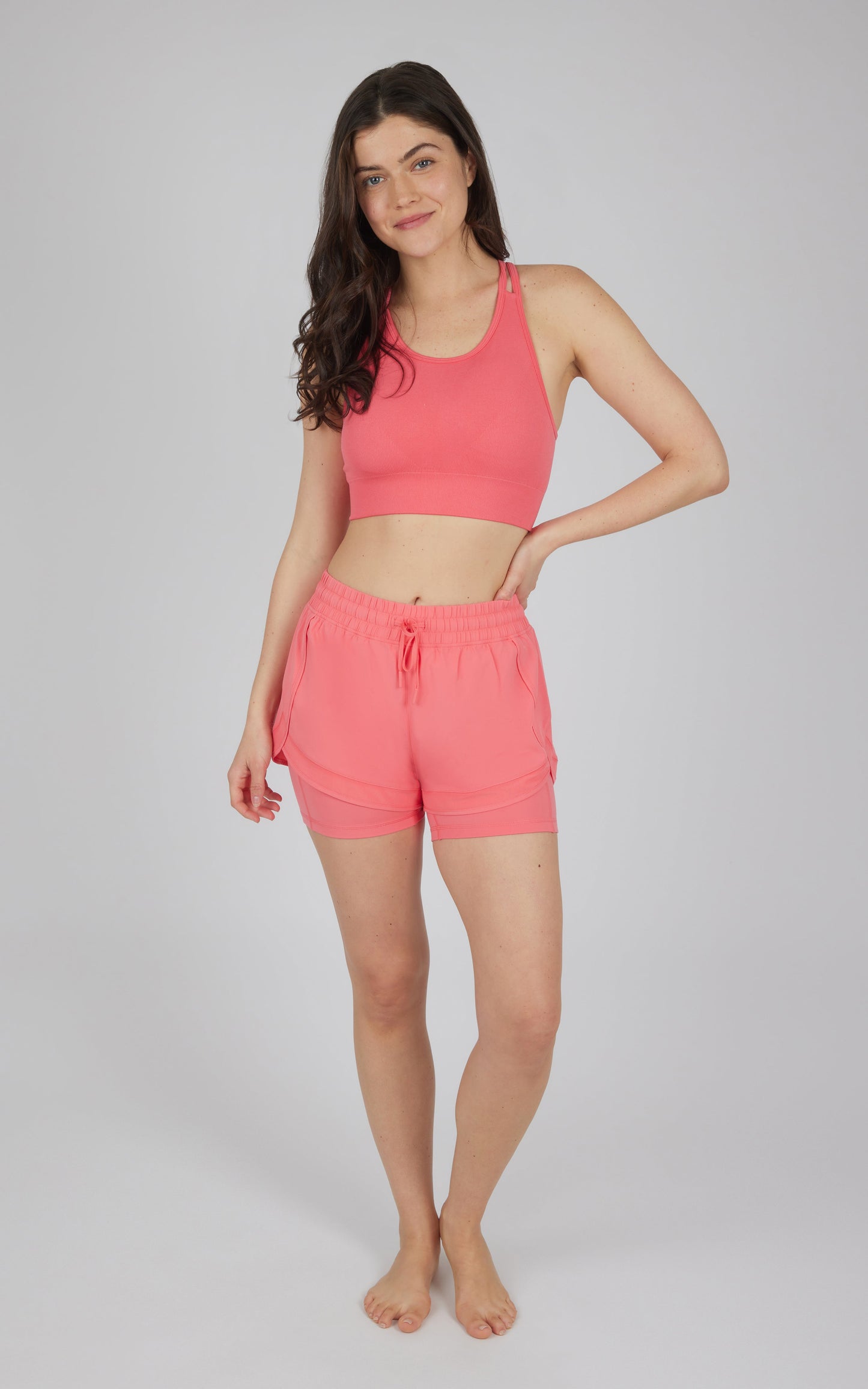 90 Degree by Reflex 2 PC Seamless Longline Bra and 2 in 1 Short Set