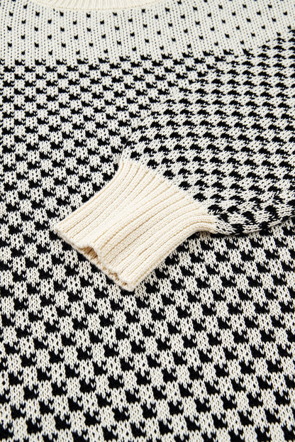 Threaded Pear Kinley Pattern Lantern Sleeve Sweater