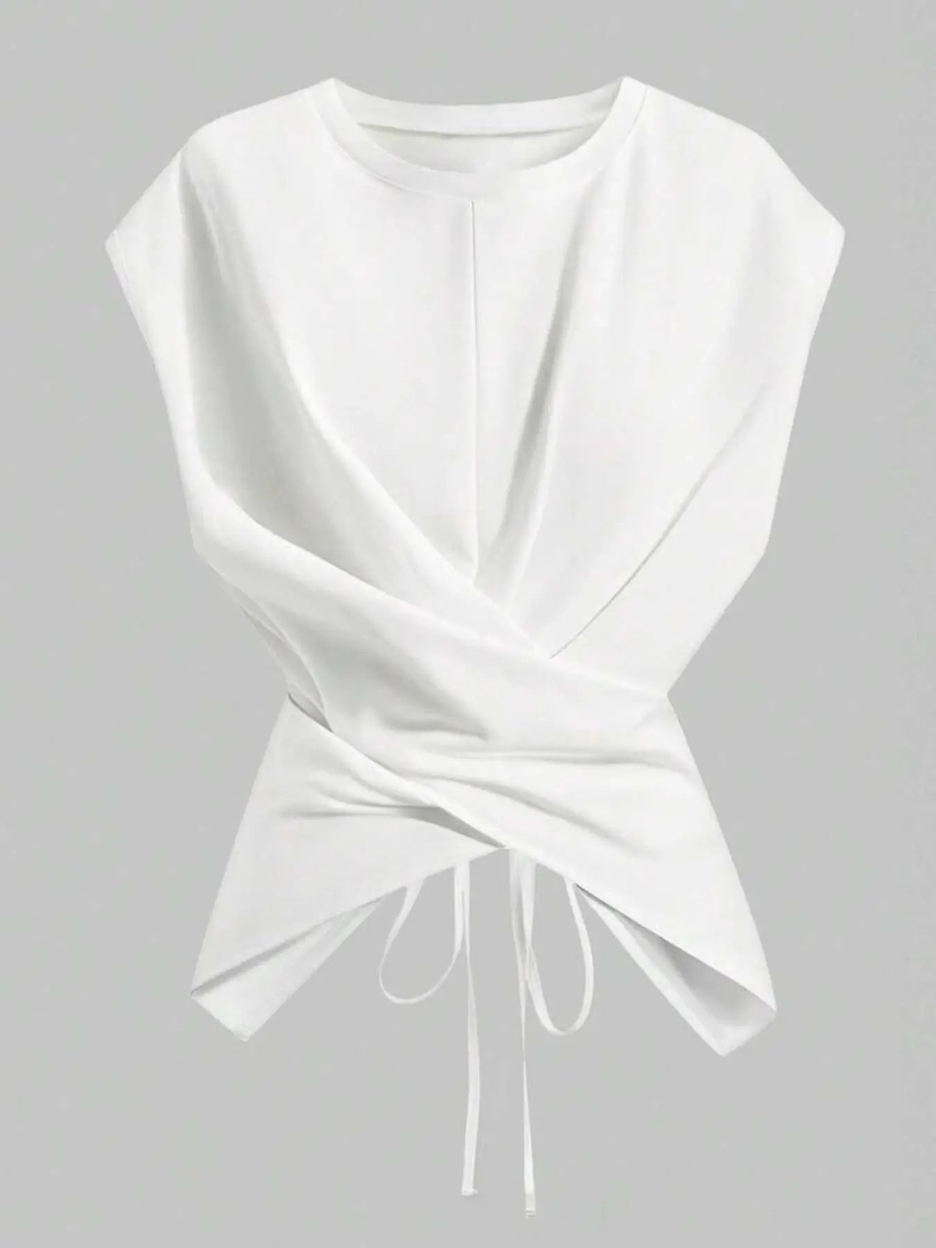 HOT SALE Women's Cap Sleeve Tie Back Cinched Waist Wrap Top